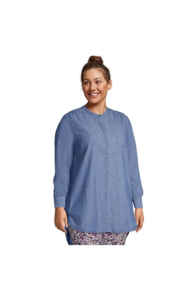 Lands039 End Tunic Tops Women Plus Size Cotton Aline Long Sleeve Tunic Top Allspice Floral Leaf Lands039 End Tunic Tops Women Plus Size Cotton Aline Long Sleeve Tunic Top Allspice Floral Leaf