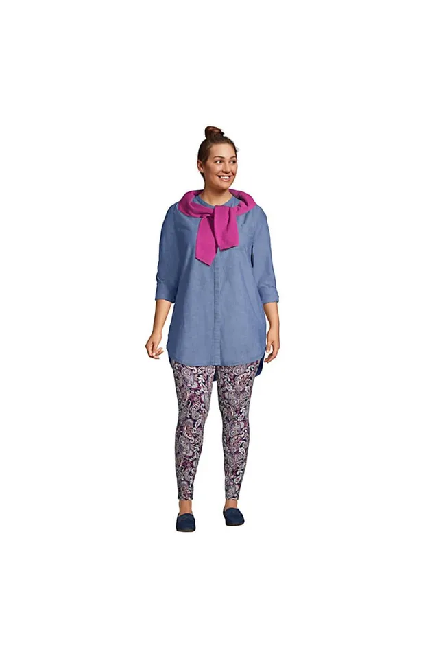 Lands039 End Tunic Tops Women Plus Size Cotton Aline Long Sleeve Tunic Top Allspice Floral Leaf Lands039 End Tunic Tops Women Plus Size Cotton Aline Long Sleeve Tunic Top Allspice Floral Leaf