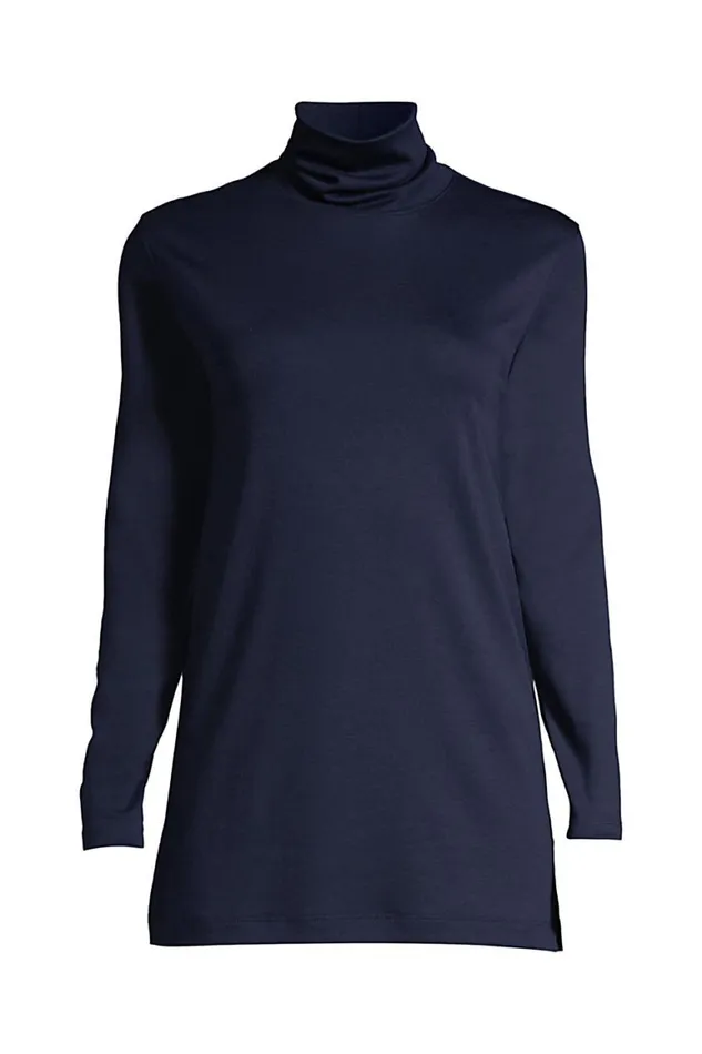 Lands039 End Tunic Tops Women Supima Cotton Turtleneck Tunic Radiant Navy Lands039 End Tunic Tops Women Supima Cotton Turtleneck Tunic Radiant Navy