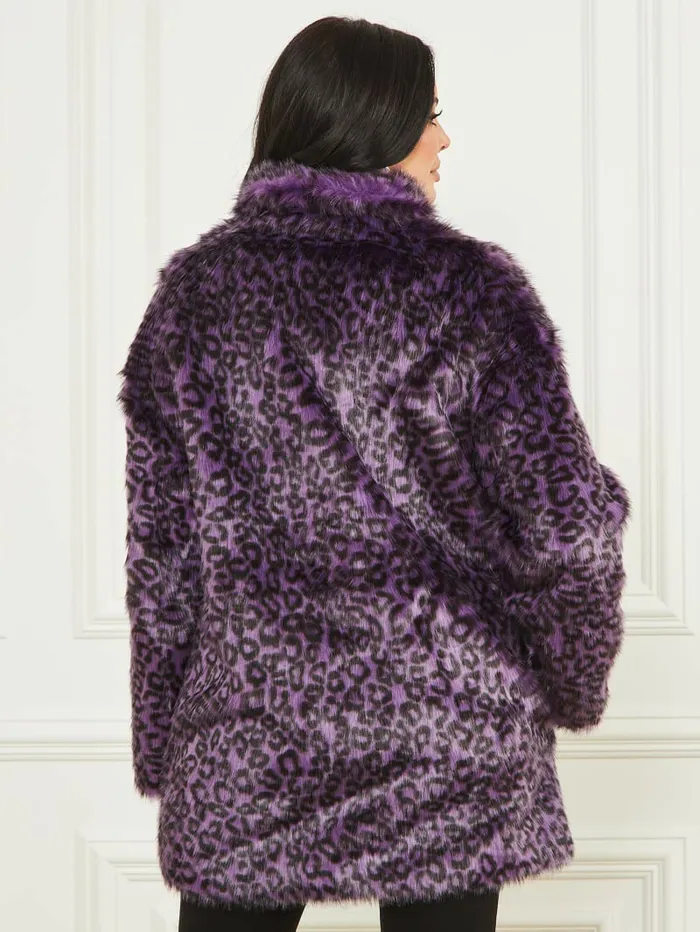 Larissa FauxFur Coat Satellite Purple and Black Women Jackets and Coats GUESS