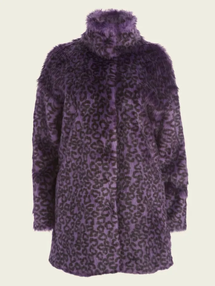 Larissa FauxFur Coat Satellite Purple and Black Women Jackets and Coats GUESS