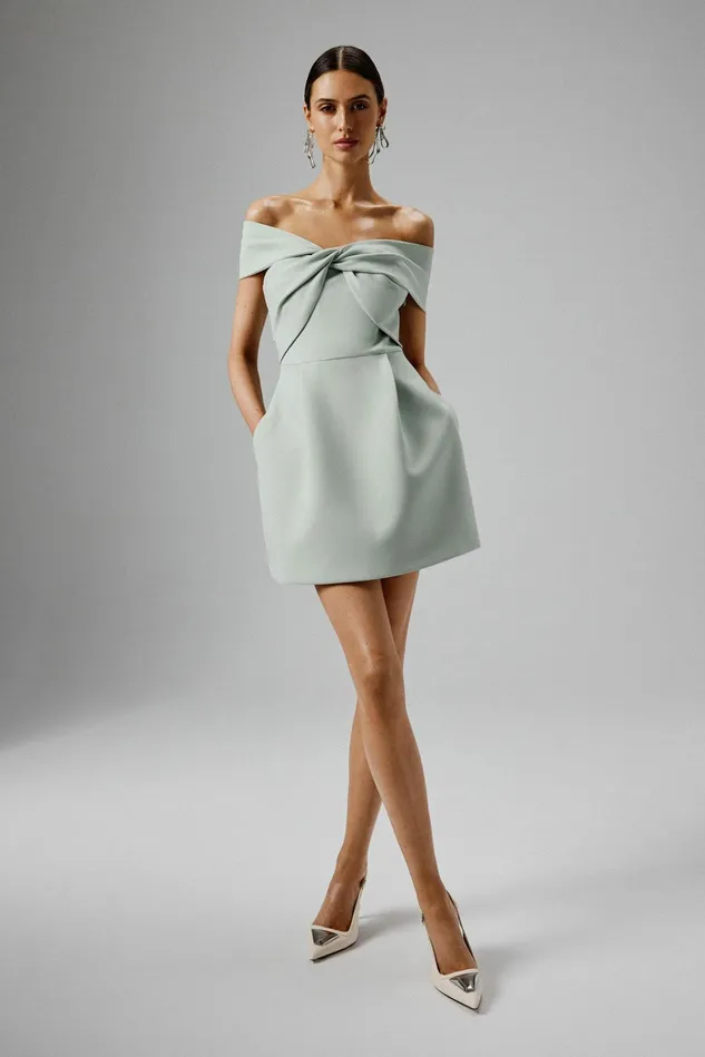 Lavish Alice ALine Dresses MILA Twisted One Shoulder Mini Dress In Sage Green Sage Green 8211 Women