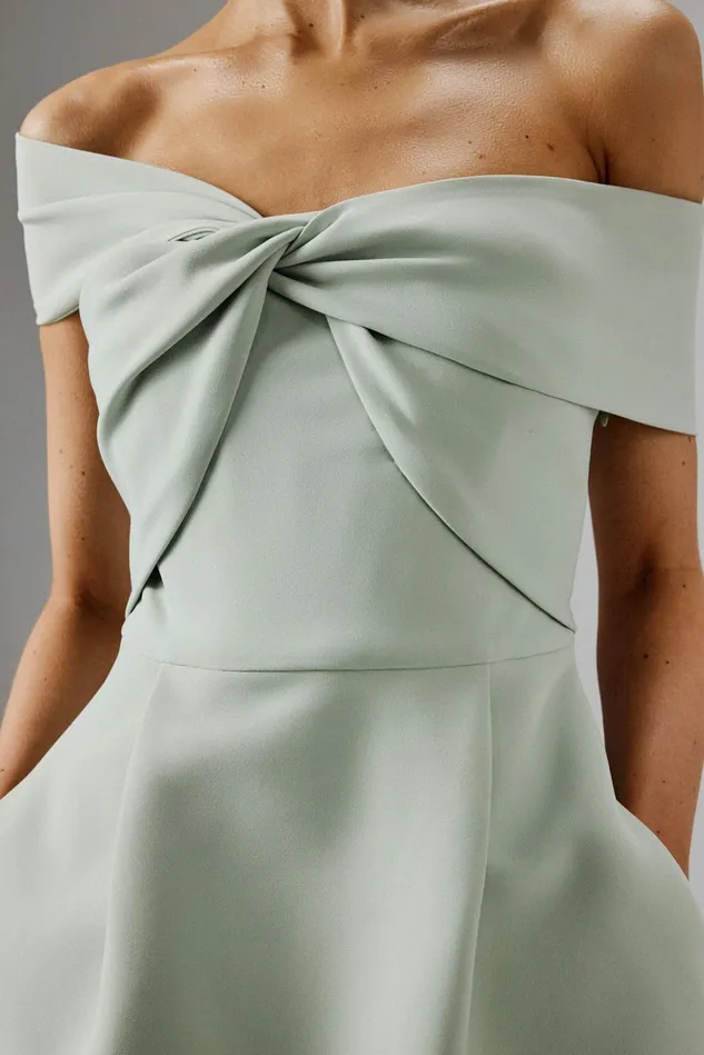 Lavish Alice ALine Dresses MILA Twisted One Shoulder Mini Dress In Sage Green Sage Green 8211 Women