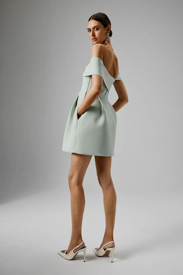 Lavish Alice ALine Dresses MILA Twisted One Shoulder Mini Dress In Sage Green Sage Green 8211 Women