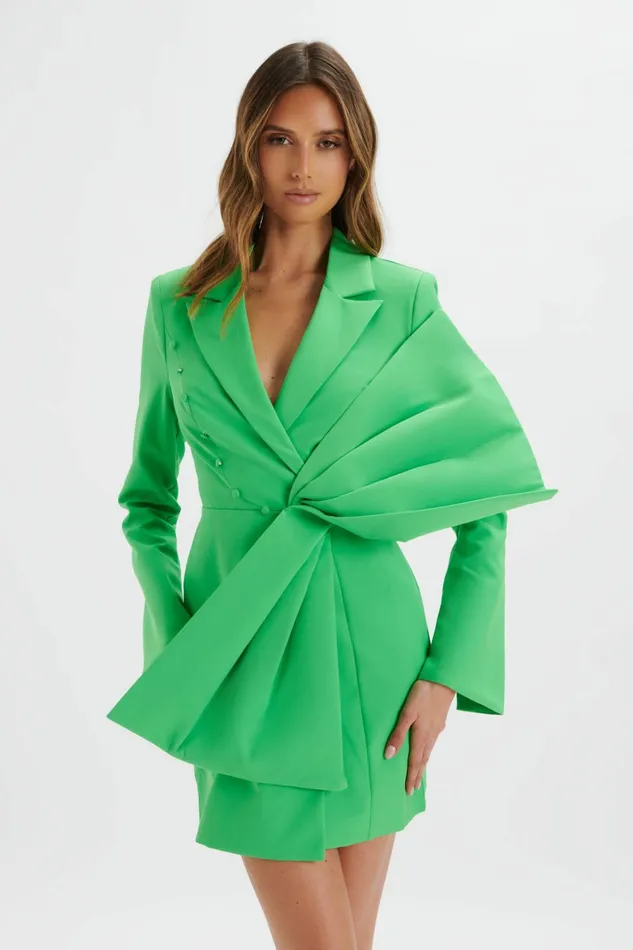 Lavish Alice Blazer Dresses ROSALIE Bow Detail Mini Blazer Dress In Green Green 8211 Women