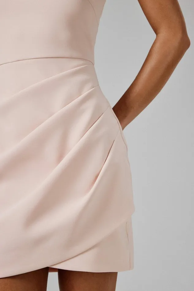 Lavish Alice Cape Dresses REMI One Shoulder Embellished Cape Mini Dress In Blush Pink Blush Pink 8211 Women