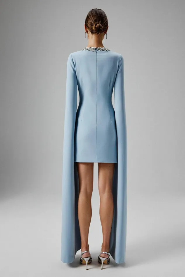 Lavish Alice Cape Dresses TILLY Cape Sleeve Mini Dress In Light Blue Light Blue 8211 Women