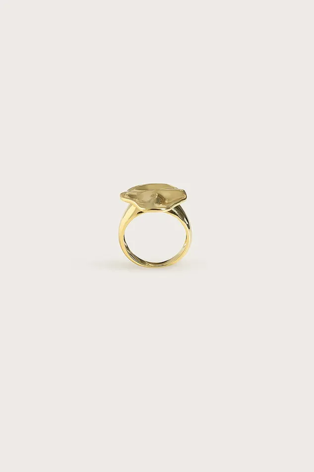 Lavish Alice Jewellery LEORA Hammered Effect Oval Gold Ring 8211 Women