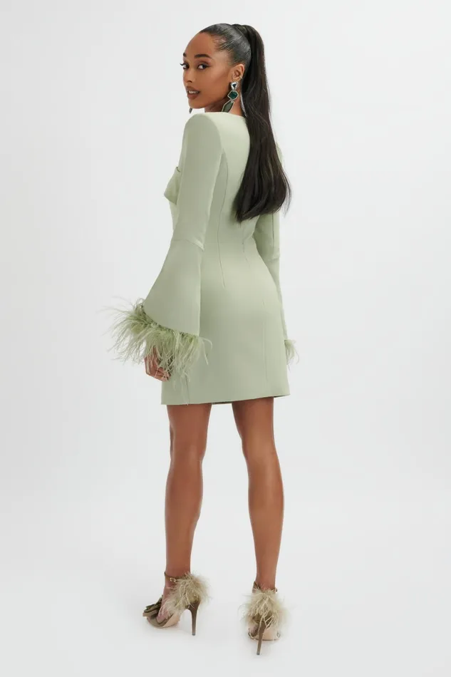 Lavish Alice LongSleeve Dresses IONA Fluted Feather Sleeve Blazer Dress In Sage Green Sage Green 8211 Women Lavish Alice LongSleeve Dresses IONA Fluted Feather Sleeve Blazer Dress In Sage Green Sage Green 8211 Women