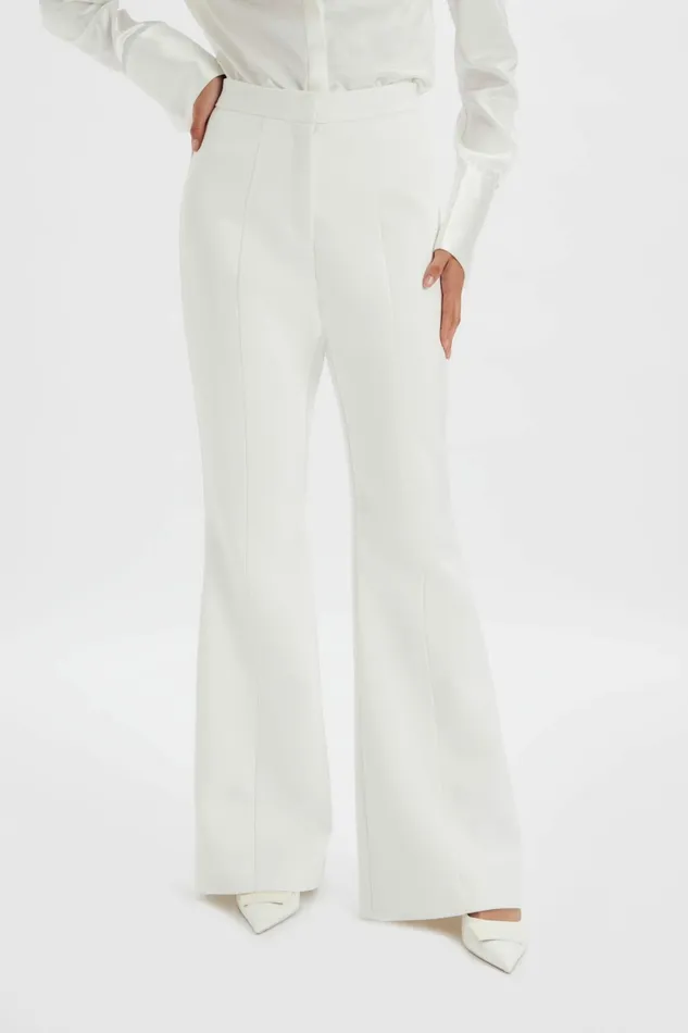 Lavish Alice Suiting EMELIE Fit and Flare Satin Trouser In White White 8211 Women