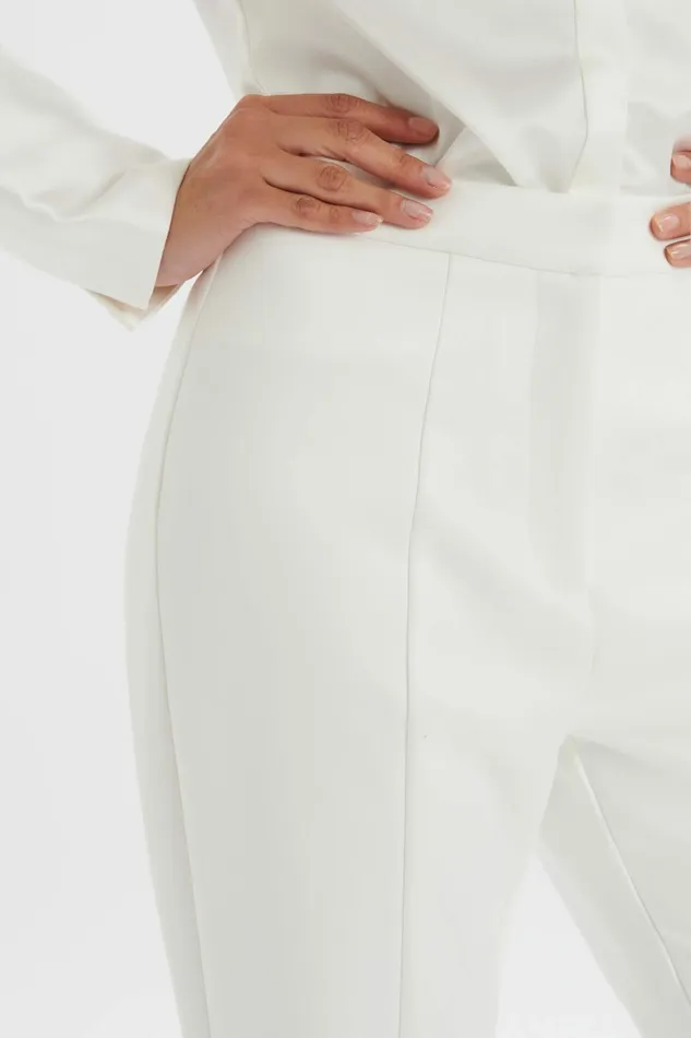 Lavish Alice Suiting EMELIE Fit and Flare Satin Trouser In White White 8211 Women
