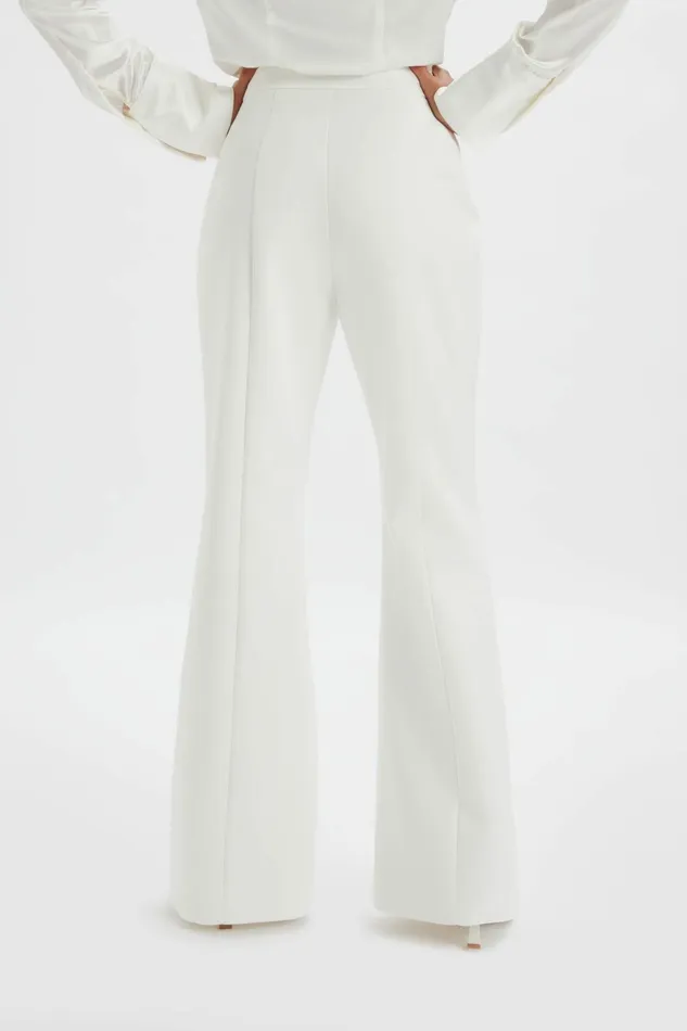 Lavish Alice Suiting EMELIE Fit and Flare Satin Trouser In White White 8211 Women