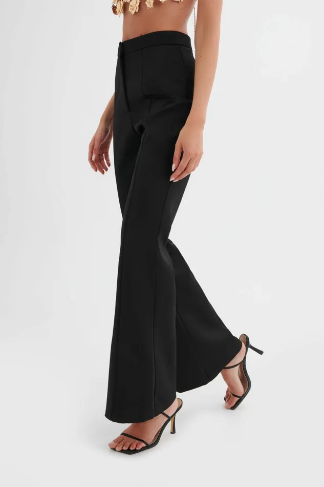 Lavish Alice Suiting EMELIE Fit And Flare Satin Trouser In Black Black 8211 Women Lavish Alice Suiting EMELIE Fit And Flare Satin Trouser In Black Black 8211 Women