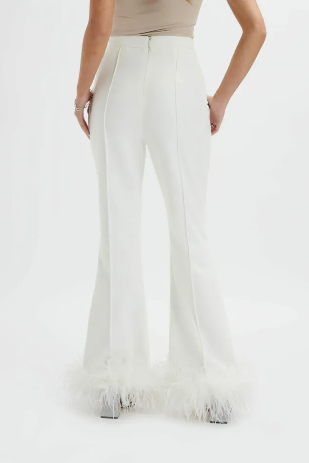 Lavish Alice Suiting NAHLA Fit and Flare Trouser With Feather Hem In White White 8211 Women