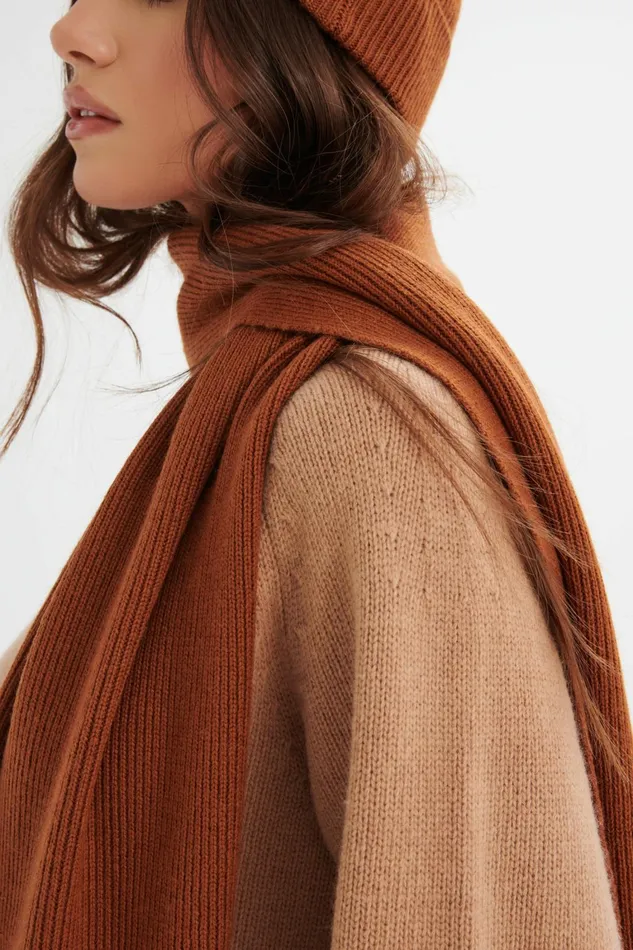 Lavish Alice Winter Knitwear EZRA Knitted Cashmere Blend Beanie In Camel Camel 8211 Women