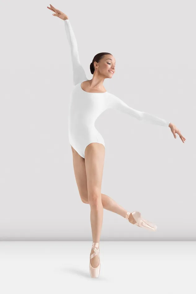 Leotards Ladies Lepsi Long Sleeve Leotard White 8211 Bloch Adult