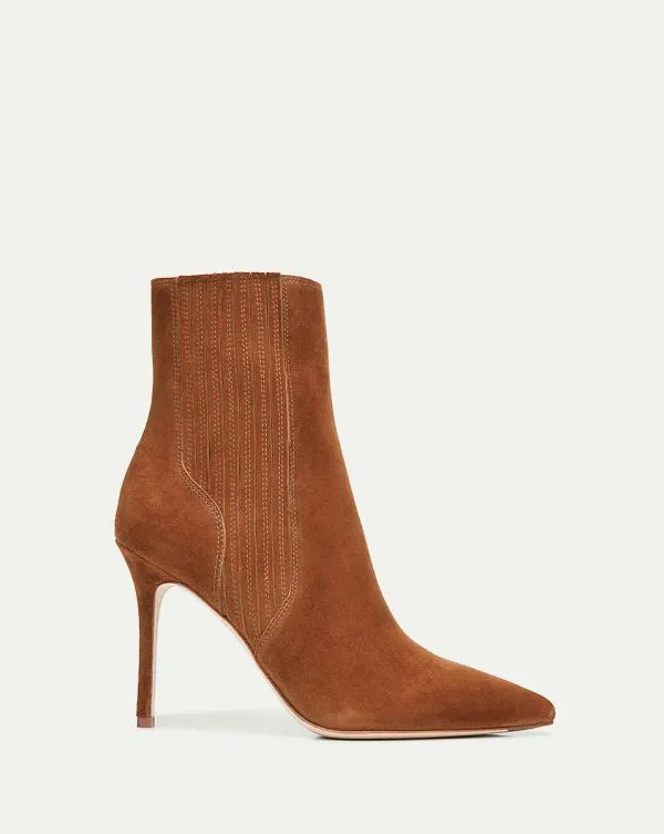 Lisa Suede StilettoHeel Bootie Chestnut Women Veronica Beard Shoes