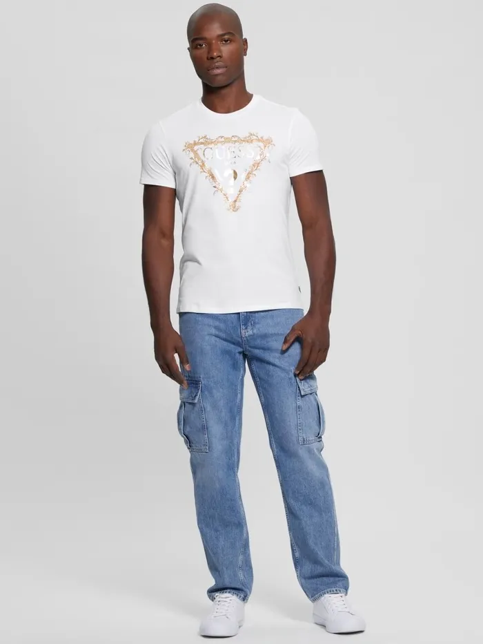 Logo TriScroll Tee Pure White TShirts and Tanks GUESS Men Logo TriScroll Tee Pure White TShirts and Tanks GUESS Men