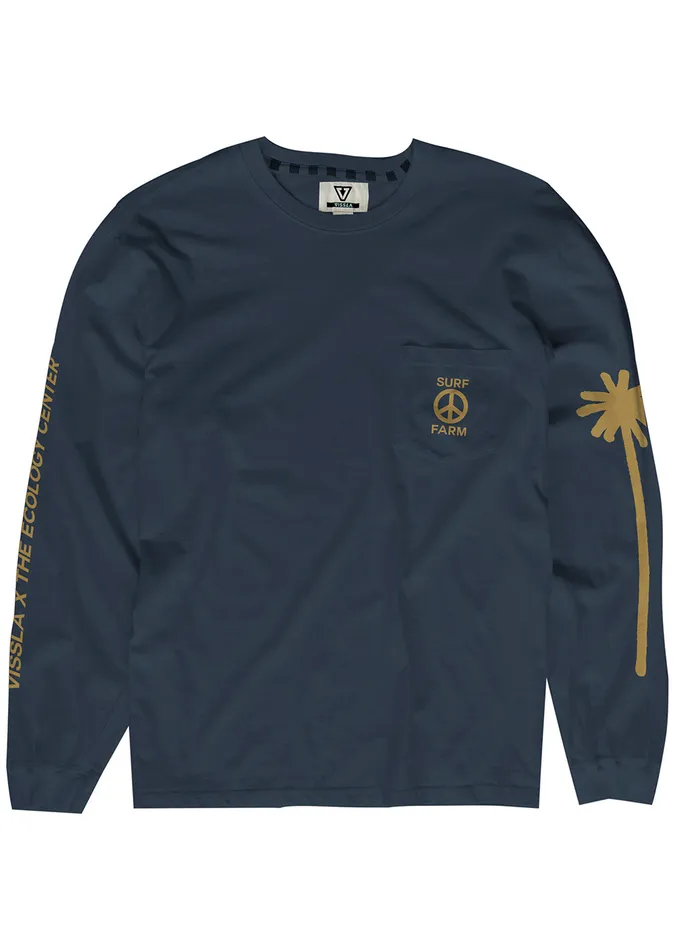 Long Sleeve Tees Vissla Men The Ecology Center Surf Farm Ls Pkt Tee Navy