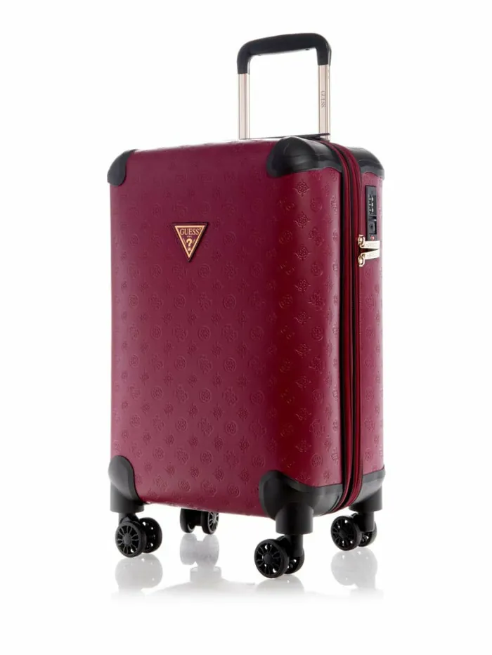 Luggage and Travel Bags WomenMen GUESS Wilder Debossed 208243 8Wheel Suitcase Plum