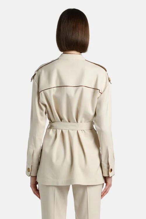 Luisa Spagnoli Vastita Vastita Beige Women Jackets and Blazers Luisa Spagnoli Vastita Vastita Beige Women Jackets and Blazers