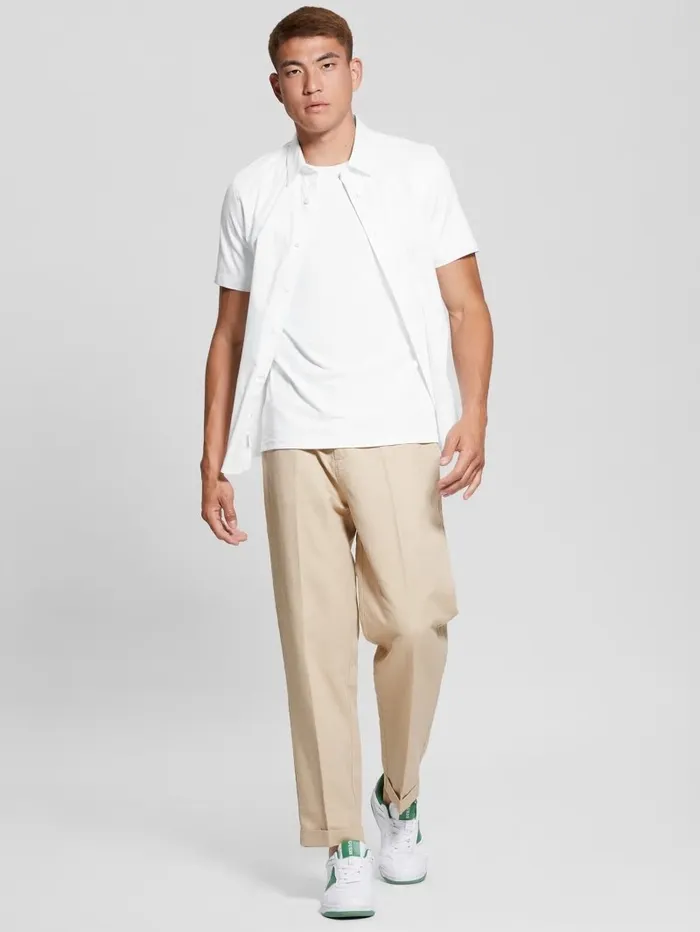 Luxe Stretch ShortSleeve Shirt Pure White Shirts GUESS Men