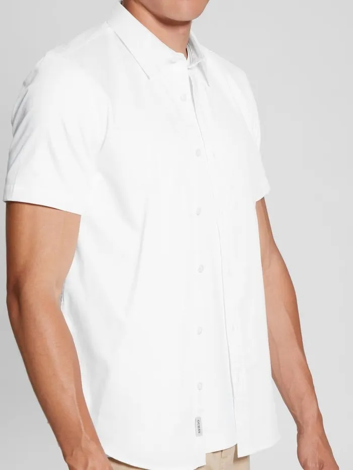 Luxe Stretch ShortSleeve Shirt Pure White Shirts GUESS Men