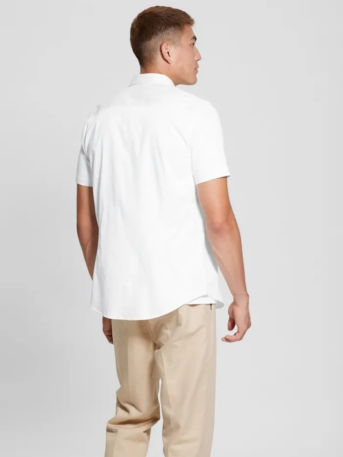 Luxe Stretch ShortSleeve Shirt Pure White Shirts GUESS Men