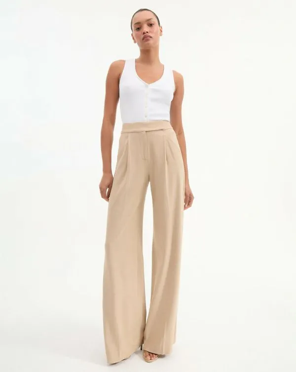 Marbeau WideLeg Pant Stone Khaki Women Veronica Beard Pants