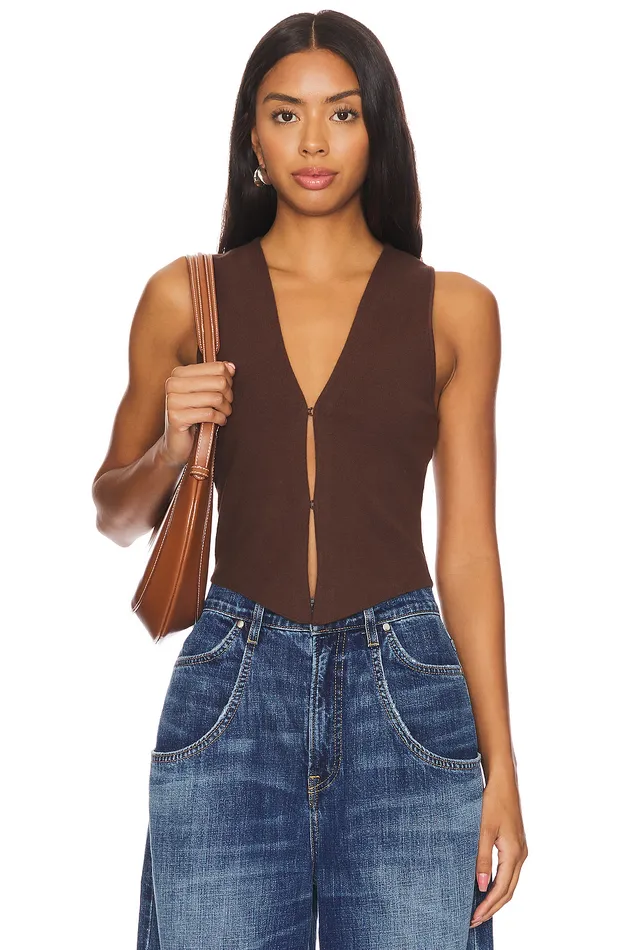 Margie Vest Brown Women Lovers and Friends Tops