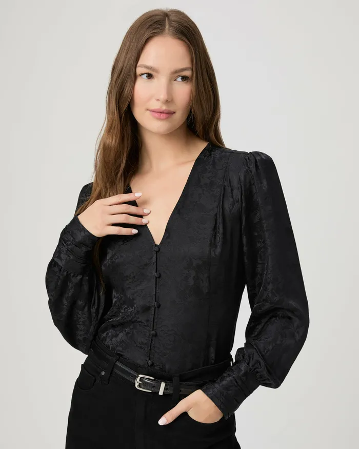 Marielle Top 8211 Black Silk Women Tops and Blouses PAIGE