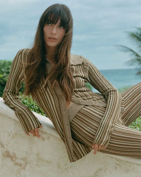 Massaro Striped Knit Pant Goldandbronze Women Veronica Beard Pants Massaro Striped Knit Pant Goldandbronze Women Veronica Beard Pants