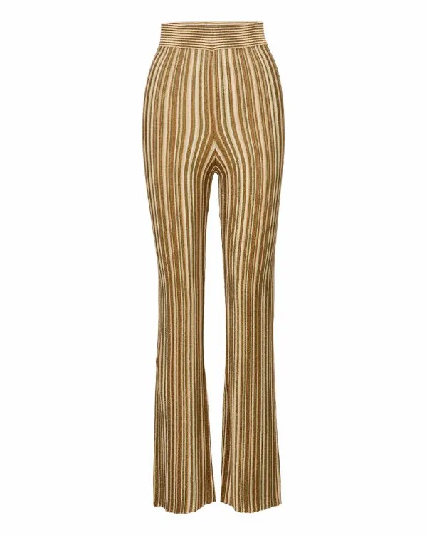 Massaro Striped Knit Pant Goldandbronze Women Veronica Beard Pants Massaro Striped Knit Pant Goldandbronze Women Veronica Beard Pants