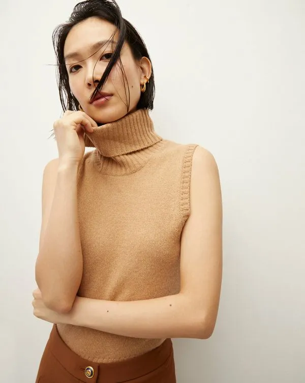 Mazzy Cashmere Turtleneck Camel Women Veronica Beard Sweaters