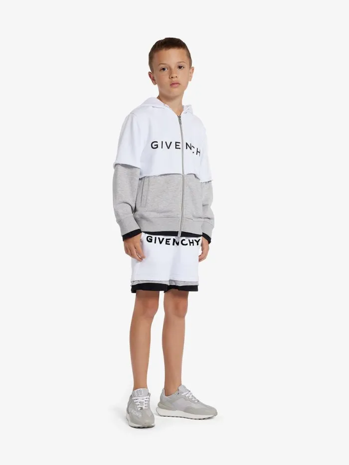 Men Baby 1 Month To 3 Years Givenchy GIVENCHY Sewn and Layer Hoodie In Fleece Greywhite Men Baby 1 Month To 3 Years Givenchy GIVENCHY Sewn and Layer Hoodie In Fleece Greywhite