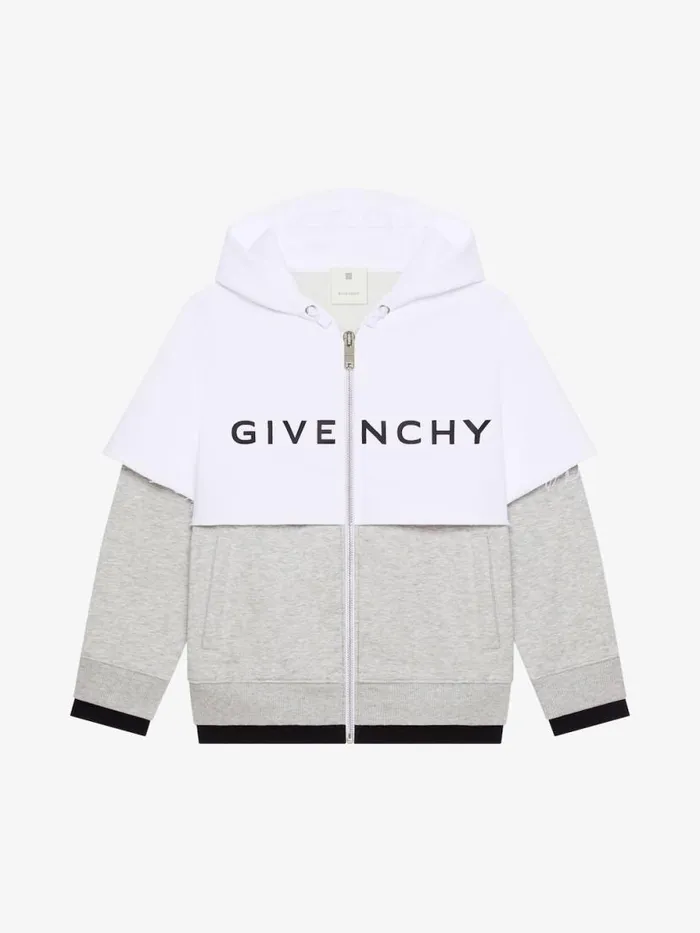 Men Baby 1 Month To 3 Years Givenchy GIVENCHY Sewn and Layer Hoodie In Fleece Greywhite