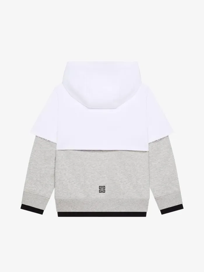Men Baby 1 Month To 3 Years Givenchy GIVENCHY Sewn and Layer Hoodie In Fleece Greywhite