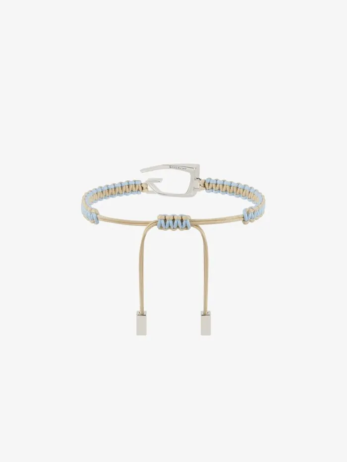 Men Beanies and Caps Givenchy Giv Cut Bracelet In Woven Cotton And Metal Sky Blue Men Beanies and Caps Givenchy Giv Cut Bracelet In Woven Cotton And Metal Sky Blue