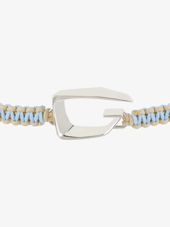 Men Beanies and Caps Givenchy Giv Cut Bracelet In Woven Cotton And Metal Sky Blue Men Beanies and Caps Givenchy Giv Cut Bracelet In Woven Cotton And Metal Sky Blue