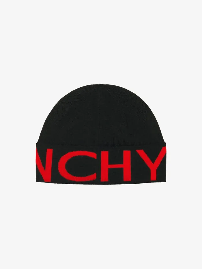 Men Beanies and Caps Givenchy GIVENCHY Beanie In Wool Blackred Men Beanies and Caps Givenchy GIVENCHY Beanie In Wool Blackred