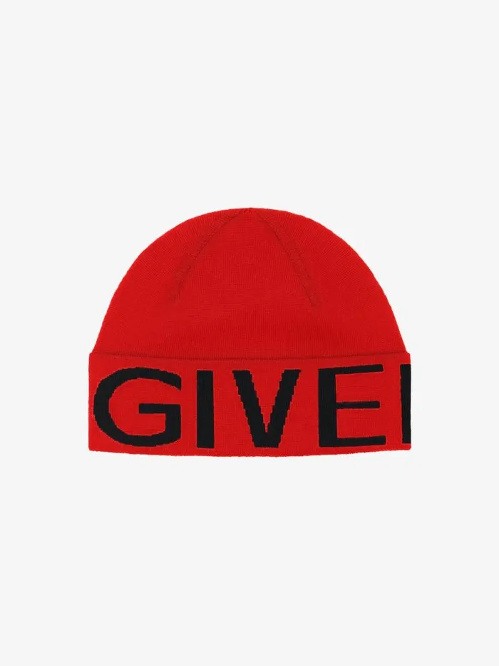 Men Beanies and Caps Givenchy GIVENCHY Beanie In Wool Redblack