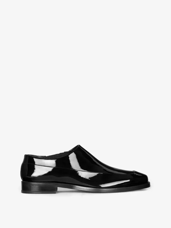 Men Boots and Loafers Givenchy Squared Derbies In Patent Leather Black