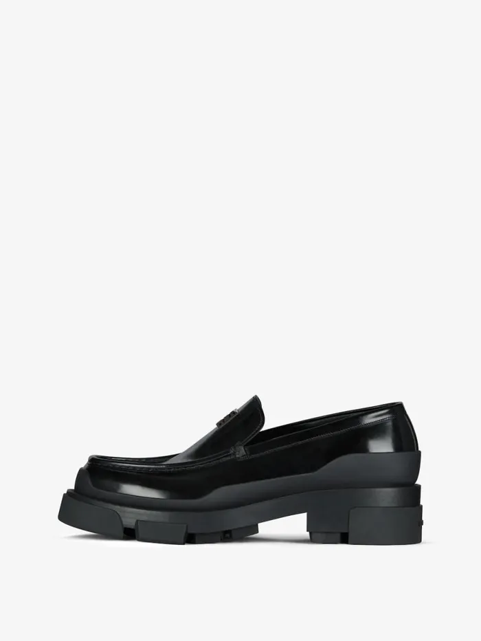 Men Boots and Loafers Givenchy Terra Loafer In Brushed Leather Black Men Boots and Loafers Givenchy Terra Loafer In Brushed Leather Black