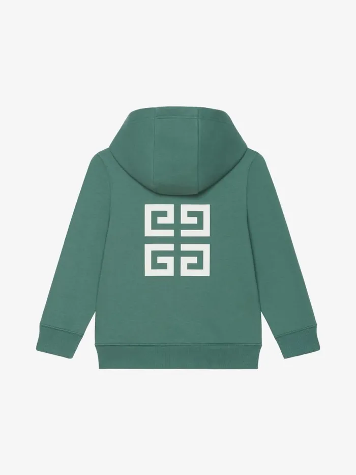 Men Boy 4 To 12 Years Givenchy GIVENCHY 4G Hooded Cardigan In Fleece Greyish Green