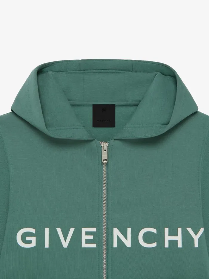 Men Boy 4 To 12 Years Givenchy GIVENCHY 4G Hooded Cardigan In Fleece Greyish Green