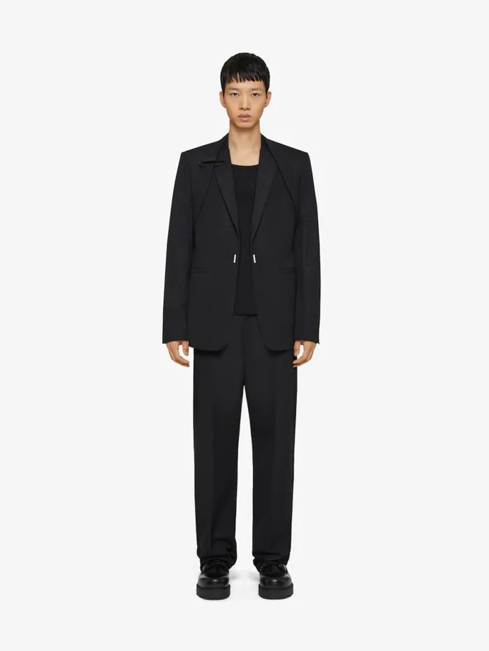 Men Coats and Jackets Givenchy Slim Fit Jacket In Wool And Lurex With ULock Harness Black
