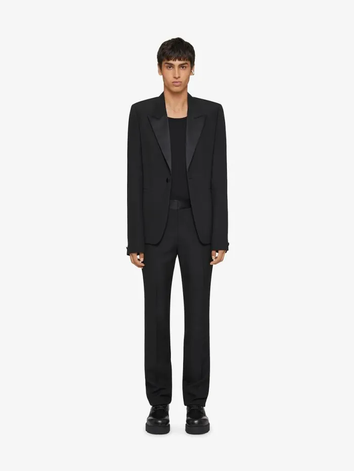 Men Coats and Jackets Givenchy Slim Fit Jacket In Wool With Satin Collar Black Men Coats and Jackets Givenchy Slim Fit Jacket In Wool With Satin Collar Black