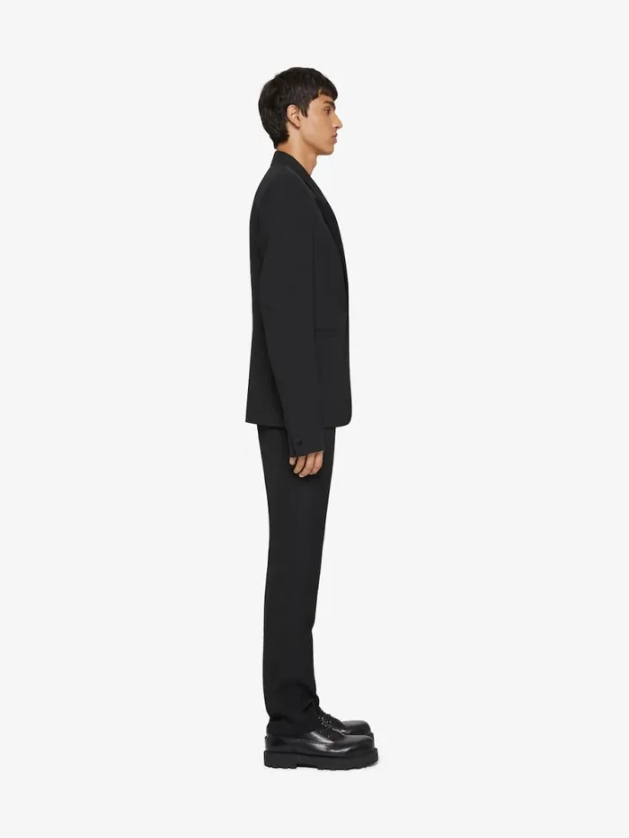 Men Coats and Jackets Givenchy Slim Fit Jacket In Wool With Satin Collar Black