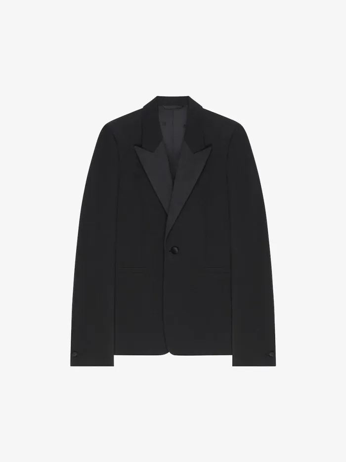 Men Coats and Jackets Givenchy Slim Fit Jacket In Wool With Satin Collar Black