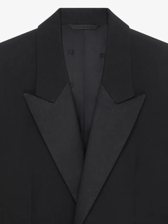 Men Coats and Jackets Givenchy Slim Fit Jacket In Wool With Satin Collar Black